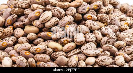 Fagioli di Rajado, fagioli brasiliani, mucchio di semi su isolato, macro fotografia Foto Stock