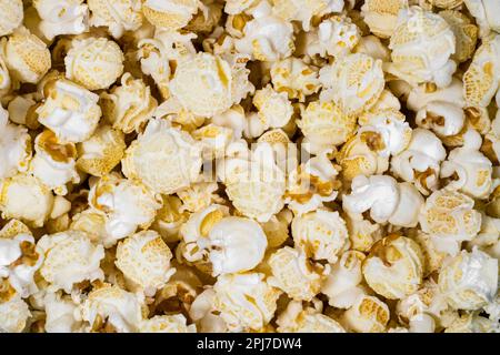 Sfondo popcorn full frame. Foto Stock