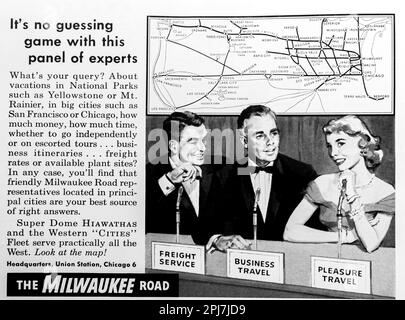 Milwakee Road esperti ferroviari rappresentanti pubblicano in una rivista NatGeo giugno 1957 Foto Stock