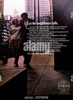 Pan am spot in una rivista NatGeo, agosto 1969 Foto Stock