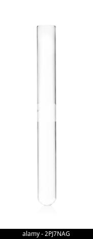 Provetta vuota isolata su bianco. Attrezzature di laboratorio Foto Stock