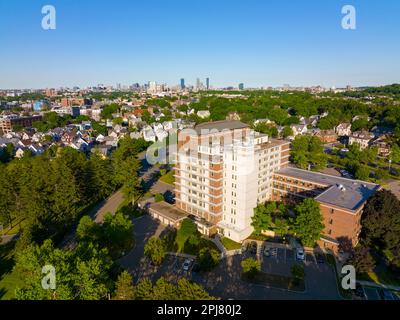 Brighton storico case residenziali vista aerea nella città di Boston, Massachusetts, ma, Stati Uniti. Foto Stock