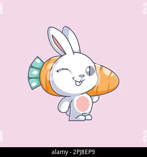 Carino coniglietto carote trasporto cartoni animati Illustrazione Vettoriale