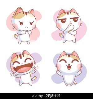 Mano disegnata carino collezione di gatti Illustrazione Vettoriale