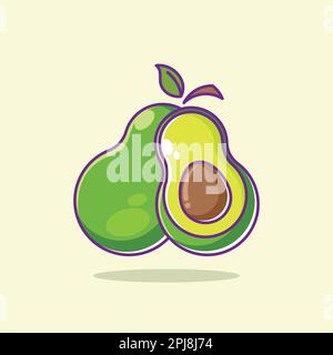 Disegno di cartoni animati fluttuanti avocado Illustrazione Vettoriale