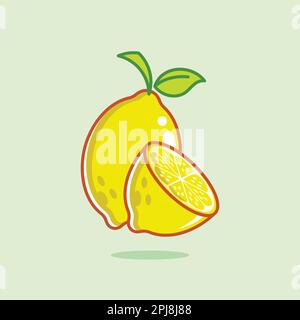 Disegno fumetto galleggiante a fetta di limone Illustrazione Vettoriale