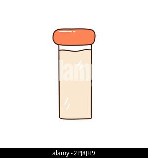 Bottiglia di acqua pulita potabile. Equilibrio del consumo di acqua. Illustrazione colorata vettoriale isolata Doodle disegnato a mano con contorno. Icona o scheda, singola Illustrazione Vettoriale
