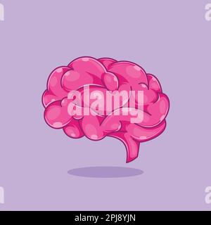 Disegno di illustrazione di icona di cartone animato di cervello Illustrazione Vettoriale