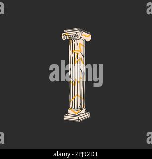 Disegno a mano vettoriale astratto contorno, grafica, contemporaneo greco scultura antica statua linea colonna disegno moderno. Antica statua architettura classica Illustrazione Vettoriale