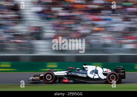 Melbourne, Australia, 1 aprile 2023. Nyck de Vries (21) guida per la Scuderia AlphaTauri durante le Qualifiche di Formula 1 al Gran Premio d'Australia di Formula uno del 01 aprile 2023, al circuito del Gran Premio di Melbourne ad Albert Park, Australia. Credit: Dave Hewison/Speed Media/Alamy Live News Foto Stock