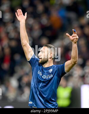 Francoforte, Germania. 31st Mar, 2023. Ivan ORDETS (BO) gesture, gesture, Soccer 1st Bundesliga, 26th matchday, Eintracht Frankfurt (F) - VfL Bochum (BO) 1: 1, on 31,03. 2023 a Francoforte/Germania. I regolamenti #DFL vietano qualsiasi uso di fotografie come sequenze di immagini e/o quasi-video # Credit: dpa/Alamy Live News Foto Stock