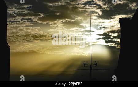 Tramonto a El Vendrell, Baix Penedes, Tarragona, Catalunya, Spagna, Europa Foto Stock