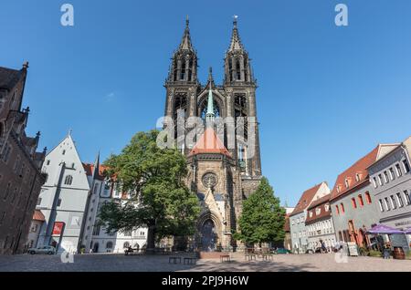 Storico 13th ° secolo gotico Meissen Cattedrale (Dom) in Domplatz, Città Vecchia, Meissen Foto Stock