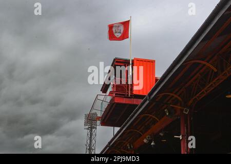 Oakwell Stadium, Barnsley, Inghilterra - 1st aprile 2023 Vista generale dello stadio - prima del gioco Barnsley v Morecambe, Sky Bet League One, 2022/23, Oakwell Stadium, Barnsley, Inghilterra - 1st aprile 2023 Credit: Arthur Haigh/WhiteRosePhotos/Alamy Live News Foto Stock