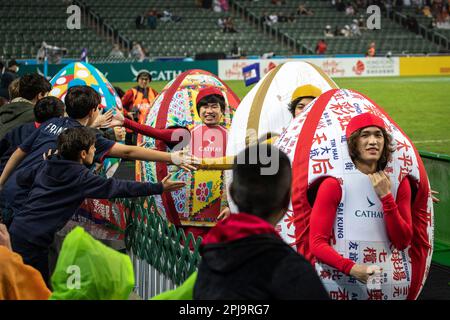 Hong Kong, Hong Kong. 31st Mar, 2023. Mascotte viste durante i Cathay/HSBC Hong Kong Sevens tra Hong Kong e il Canada allo Stadio di Hong Kong. Punteggio finale; Canada 22:5 Hong Kong. Credit: SOPA Images Limited/Alamy Live News Foto Stock