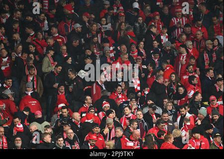 Berlino, Germania. 01st Apr, 2023. Berlino, Germania. Aprile 1st 2023: I tifosi dell'Unione FC durante il gioco Bundesliga - 1. FC Union Berlin / Vfb Stuttgart - An Der Alten Foersterei. Berlino, Germania. (Ryan Sleiman /SPP) Credit: SPP Sport Press Photo. /Alamy Live News Foto Stock