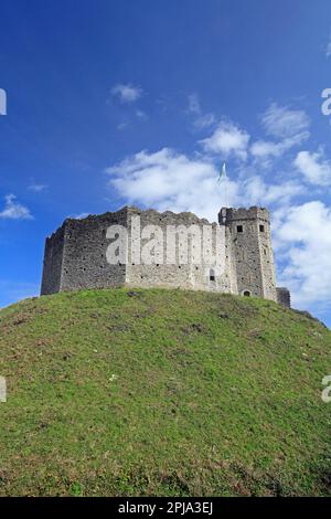 Castello di Cardiff il Norman Keep. Marzo 2023. Molla Foto Stock
