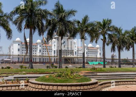 Sotto costruzione Telangana Stato Segreteria edificio a Hyderabad, India marzo 2023 Foto Stock