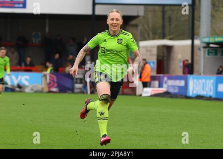 Crawley, Regno Unito. 01st Apr, 2023. Broadfield Stadium, Crawley, Regno Unito, 01 aprile 2023 Leah Galton (11, Manchester United) durante una partita del WSL il 01 aprile 2023 tra Brighton & Hove Albion e Manchester United al Broadfield Stadium, Crawley, Regno Unito (Bettina Weissensteiner/SPP) Credit: SPP Sport Press Photo. /Alamy Live News Foto Stock