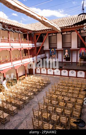 Almagro, Spagna - 23 giugno 2022: Interno del Teatro storico di Almagro Corral de Comedias senza persone Foto Stock