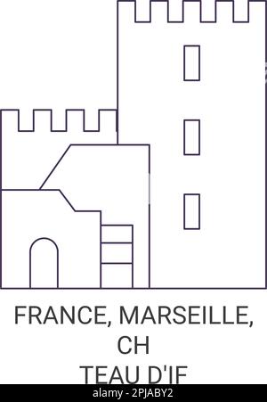 Francia, Marsiglia, Chteau D'if viaggio punto di riferimento illustrazione vettoriale Illustrazione Vettoriale