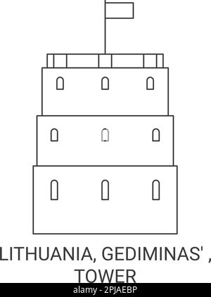 Lituania, Gediminas', torre viaggio punto di riferimento vettoriale illustrazione Illustrazione Vettoriale