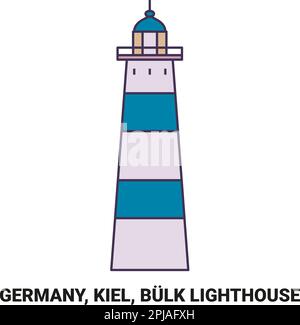 Germania, Kiel, Bulk Lighthouse viaggio punto di riferimento vettoriale illustrazione Illustrazione Vettoriale