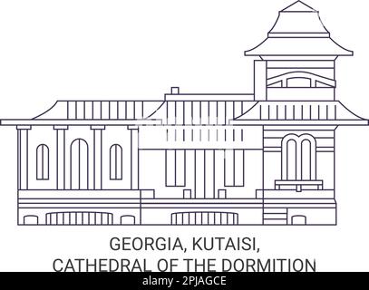 Georgia, Kutaisi, Cattedrale della Dormizione viaggio punto di riferimento vettoriale illustrazione Illustrazione Vettoriale