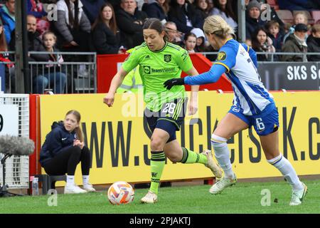 Crawley, Regno Unito. 01st Apr, 2023. Broadfield Stadium, Crawley, Regno Unito, 01 aprile 2023 Rachel Williams (28, Manchester United) durante una partita del WSL del 01 aprile 2023 tra Brighton & Hove Albion e Manchester United al Broadfield Stadium, Crawley, Regno Unito (Bettina Weissensteiner/SPP) Credit: SPP Sport Press Photo. /Alamy Live News Foto Stock