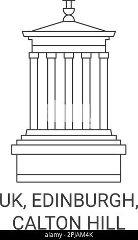 Inghilterra, Edimburgo, Calton Hill viaggio punto di riferimento vettore illustrazione Illustrazione Vettoriale