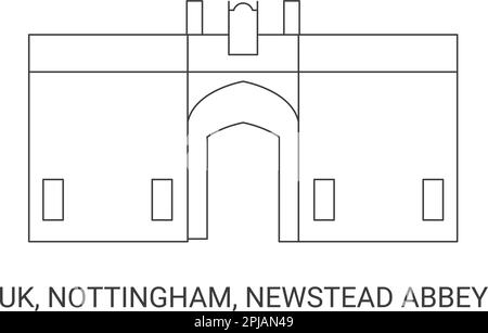 Inghilterra, Nottingham, Newstead Abbey, viaggio punto di riferimento vettoriale illustrazione Illustrazione Vettoriale