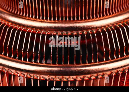 Refrigeratore d'aria cpu in rame, Extra close up Foto Stock