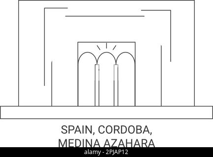 Spagna, Cordoba, Medina Azahara viaggio punto di riferimento vettore illustrazione Illustrazione Vettoriale