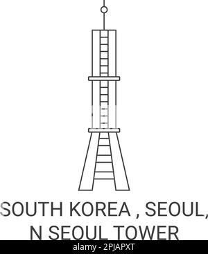 Repubblica di Corea, Seul, Tower Travel figura vettoriale punto di riferimento Illustrazione Vettoriale