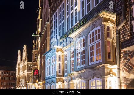 Brema: Square Markt, ristorante all'aperto Beck's am Markt a Brema, Germania Foto Stock