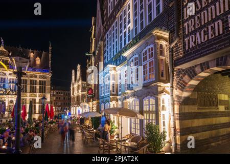 Brema: Square Markt, ristorante all'aperto Beck's am Markt a Brema, Germania Foto Stock