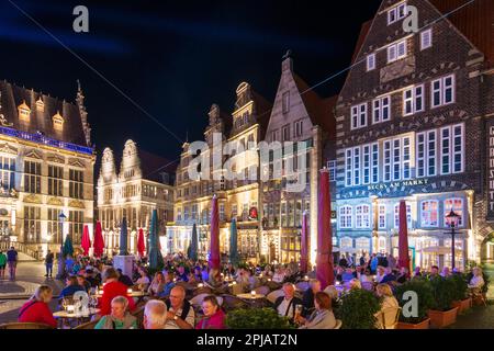 Brema: Square Markt, ristorante all'aperto Beck's am Markt a Brema, Germania Foto Stock