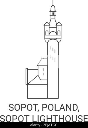 Polonia, Sopot, faro di Sopot viaggio punto di riferimento vettoriale illustrazione Illustrazione Vettoriale