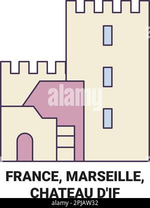 Francia, Marsiglia, Chteau D'if viaggio punto di riferimento illustrazione vettoriale Illustrazione Vettoriale