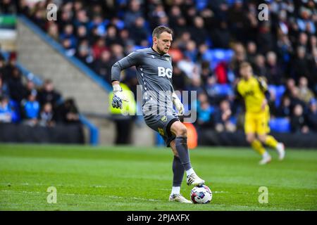Portiere Simon Eastwood (13 Oxford United) durante la partita della Sky Bet League 1 tra Peterborough e Oxford United a London Road, Peterborough sabato 1st aprile 2023. (Foto: Kevin Hodgson | NOTIZIE MI) Credit: NOTIZIE MI & Sport /Alamy Live News Foto Stock