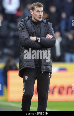 Hull, Regno Unito. 01st Apr, 2023. Matt Taylor Manager di Rotherham United durante la partita del Campionato Sky Bet Hull City vs Rotherham United allo stadio MKM di Hull, Regno Unito, 1st aprile 2023 (Foto di James Heaton/News Images) a Hull, Regno Unito il 4/1/2023. (Foto di James Heaton/News Images/Sipa USA) Credit: Sipa USA/Alamy Live News Foto Stock