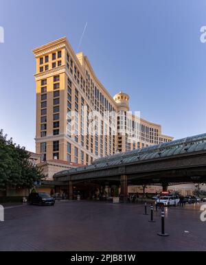 Un'immagine dell'Hotel Bellagio e del Casinò vista da vicino all'entrata. Foto Stock