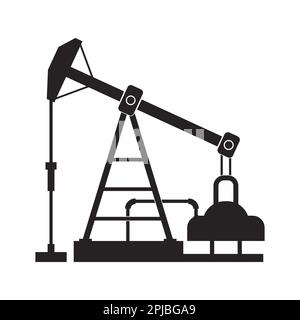 Impianti petroliferi, attrezzature di produzione per l'industria petrolifera, disegno del logo vettoriale Foto Stock