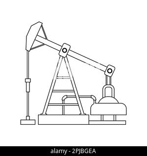 Impianti petroliferi, attrezzature di produzione per l'industria petrolifera, disegno del logo vettoriale Foto Stock