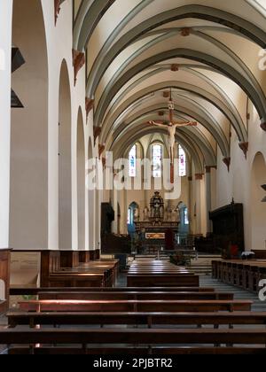 Interno della Cattedrale di Santa Maria Assunta nella città di Aosta, Valle d'Aosta, Italia Foto Stock