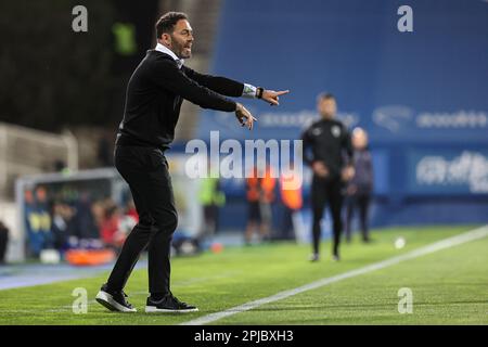 Cascais, Portogallo. 31st Mar, 2023. Allenatore Ricardo Soares di Estoril Praia SAD visto durante la partita della Liga Bwin tra Estoril Praia SAD e Gil Vicente FC all'Estadio Antonio Coimbra da Mota.(Punteggio finale: Estoril Praia SAD 1 - 0 Gil Vicente FC) (Foto di David Martins/SOPA Images/Sipa USA) Credit: Sipa USA/Alamy Live News Foto Stock