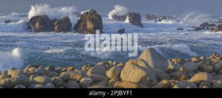 ILE DE OUESSANT, FINISTERE (29), FRANCIA. FIN DECEMBRE 2017- DEBUTTO JANVIER 2018, LA TEMPETE CARMEN. ISOLA OUESSANT, DIPARTIMENTO FINISTERE, FRANCIA. NELLA Foto Stock