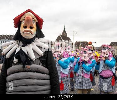 Carnevale di Basilea Svizzera o sfilata di Fasnacht Foto Stock