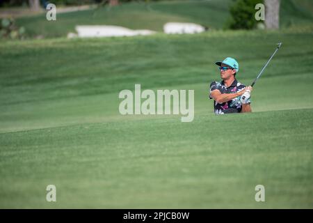 01 aprile 2023: Rickie Fowler in azione terzo turno al Valero Texas Open, TPC San Antonio Oaks Course. San Antonio, Texas. Mario Cantu/CSM Foto Stock