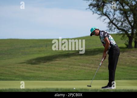 01 aprile 2023: Rickie Fowler in azione terzo turno al Valero Texas Open, TPC San Antonio Oaks Course. San Antonio, Texas. Mario Cantu/CSM Foto Stock